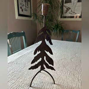 Rustic Metal Wrought Iron Christmas Tree Candlestick Holder Rustic Decor Holiday